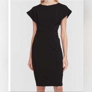 Express Cap Sleeve V Back Sheath Dress, Color Black Size SP